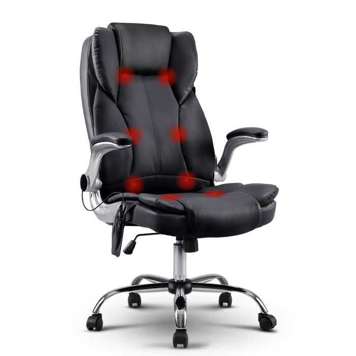 New York 8 Point Massage Office Chair PU Leather Black