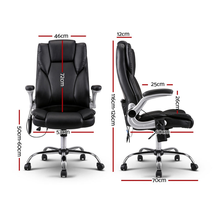 New York 8 Point Massage Office Chair PU Leather Black