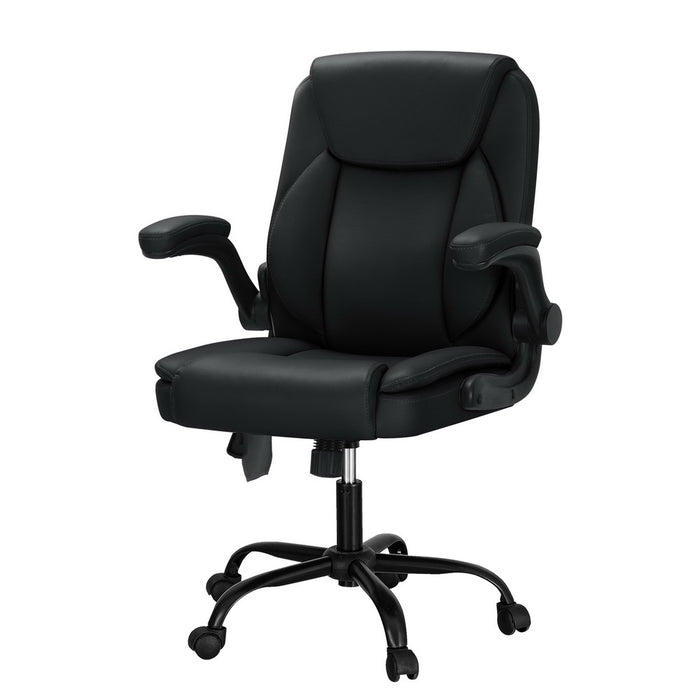 Philadelphia 2 Point Massage Office Chair Leather Mid Back Black