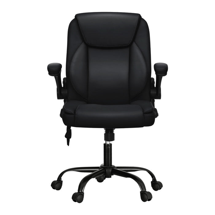 Philadelphia 2 Point Massage Office Chair Leather Mid Back Black