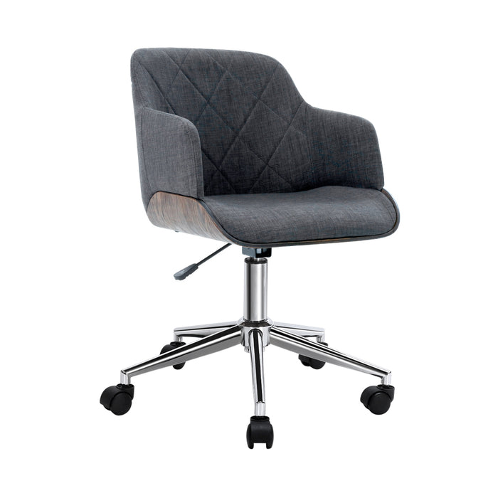 Austin Wooden Office Chair Fabric Seat Grey