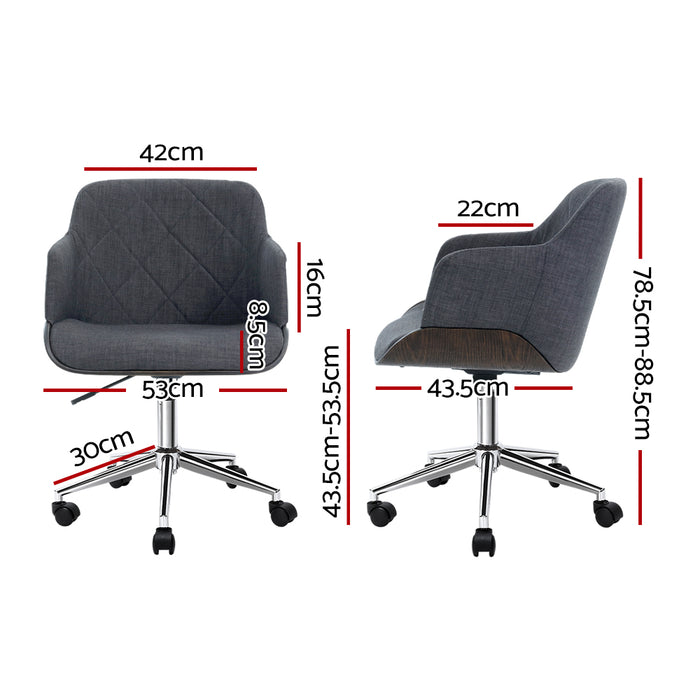 Austin Wooden Office Chair Fabric Seat Grey