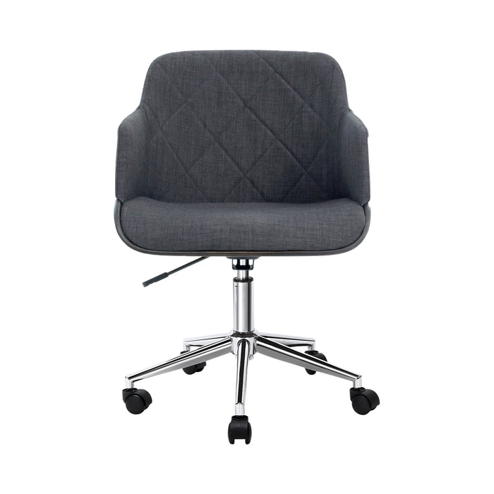 Austin Wooden Office Chair Fabric Seat Grey