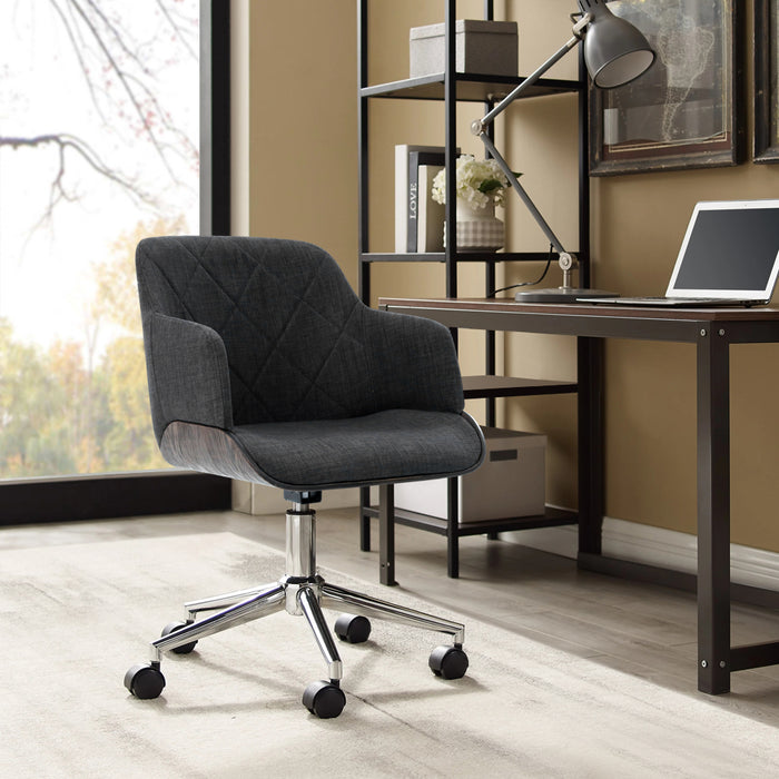 Austin Wooden Office Chair Fabric Seat Grey