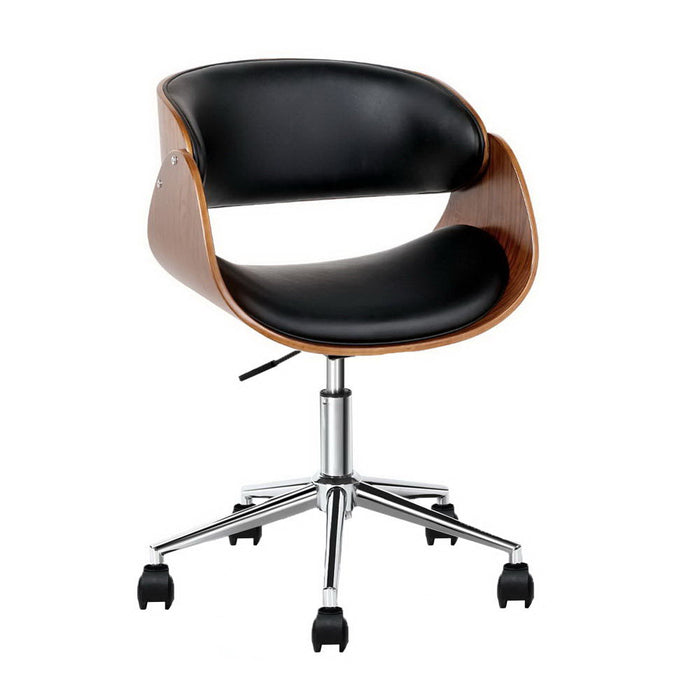 Austin Wooden Office Chair Leather Seat Black