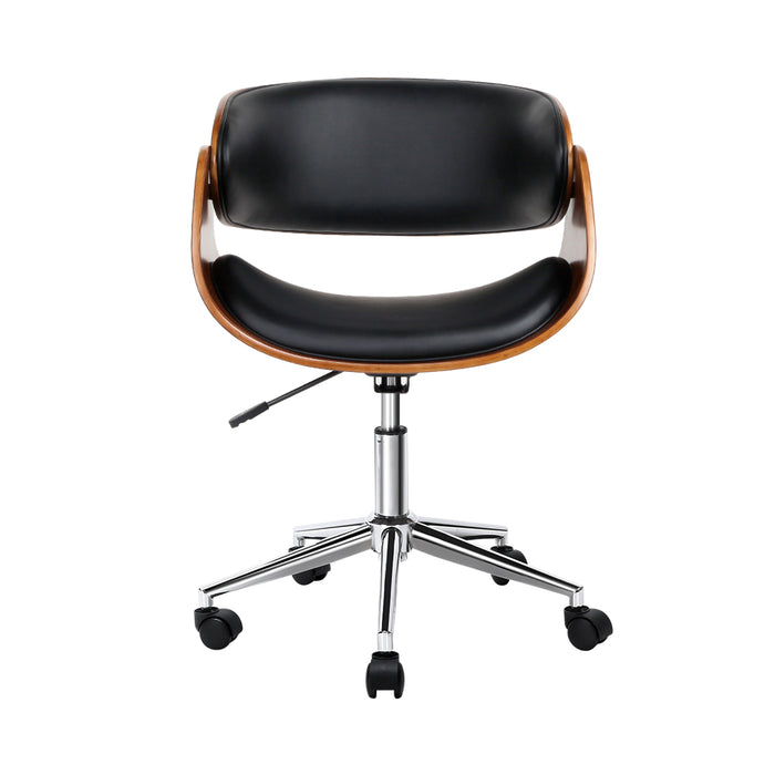 Austin Wooden Office Chair Leather Seat Black