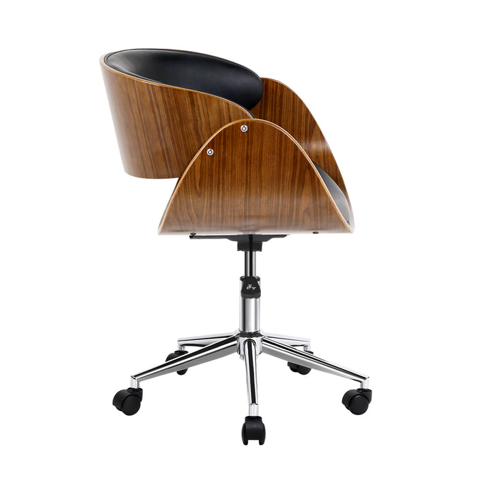 Austin Wooden Office Chair Leather Seat Black