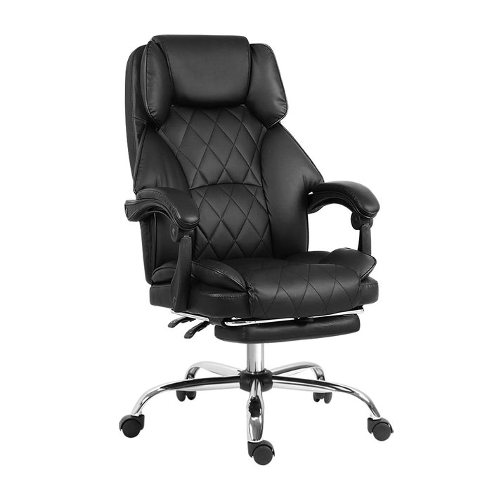 Charlotte Executive Office Chair Leather Footrest Black