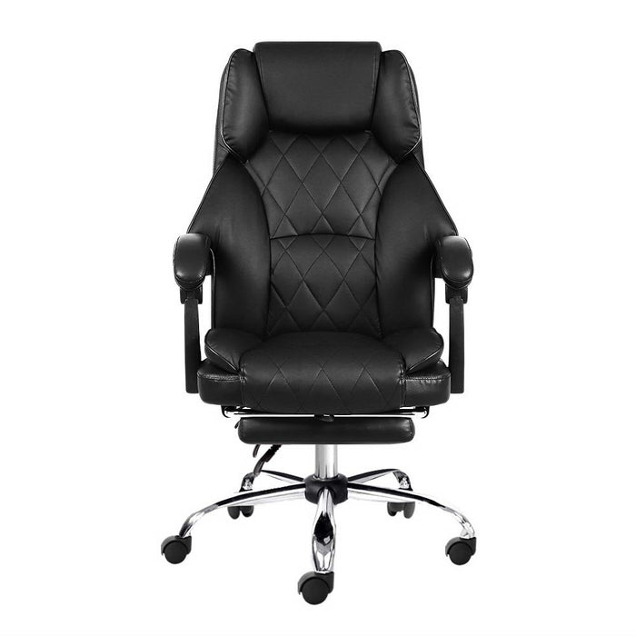 Charlotte Executive Office Chair Leather Footrest Black