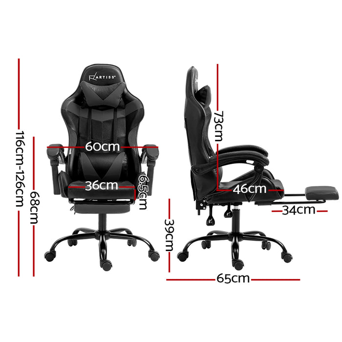 Detroit Gaming Office Chair Executive Computer Leather Chairs Footrest Grey