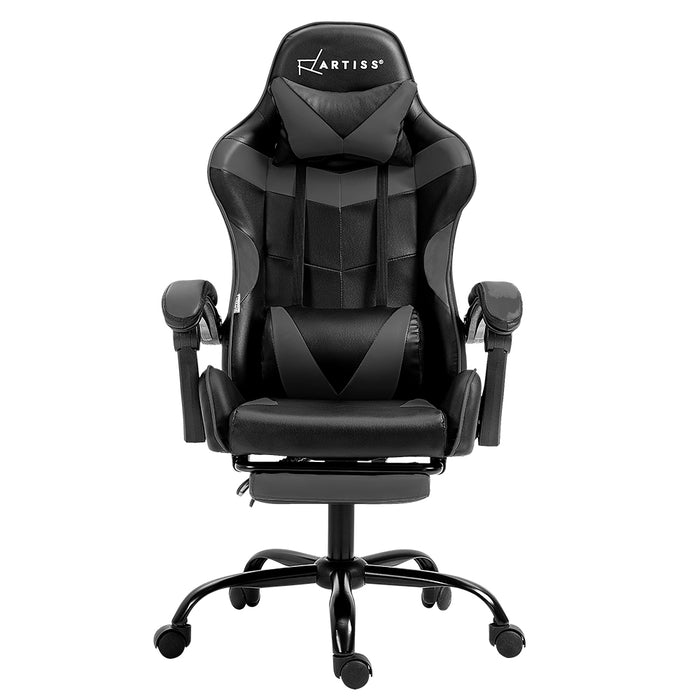 Detroit Gaming Office Chair Executive Computer Leather Chairs Footrest Grey