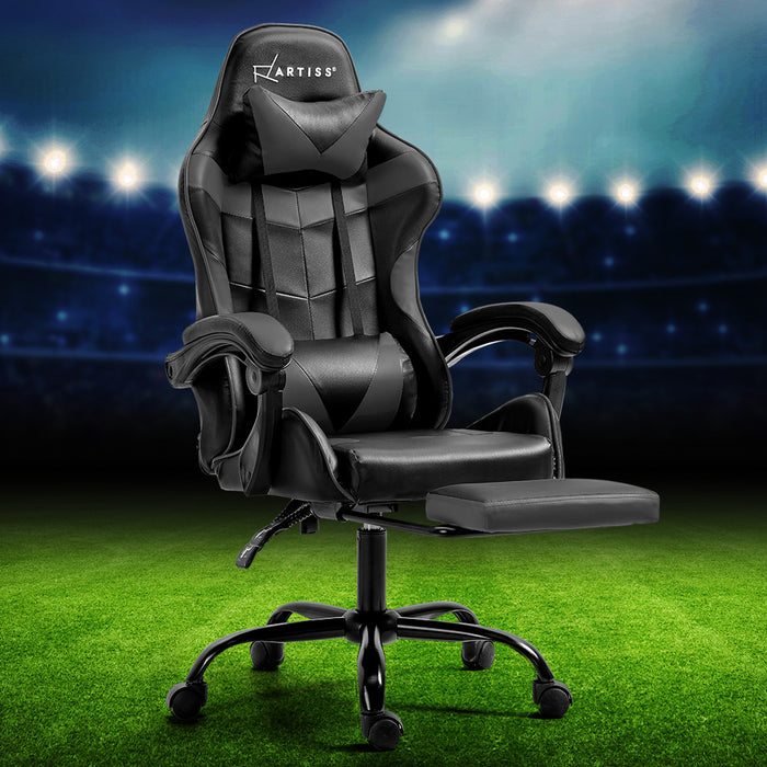 Detroit Gaming Office Chair Executive Computer Leather Chairs Footrest Grey