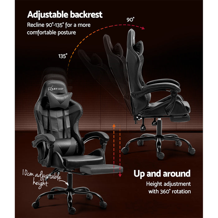 Detroit Gaming Office Chair Executive Computer Leather Chairs Footrest Grey