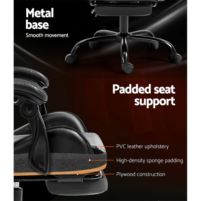 Detroit Gaming Office Chair Executive Computer Leather Chairs Footrest Grey
