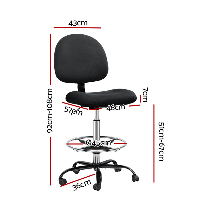 Memphis Office Chair Drafting Stool Fabric Chairs Black