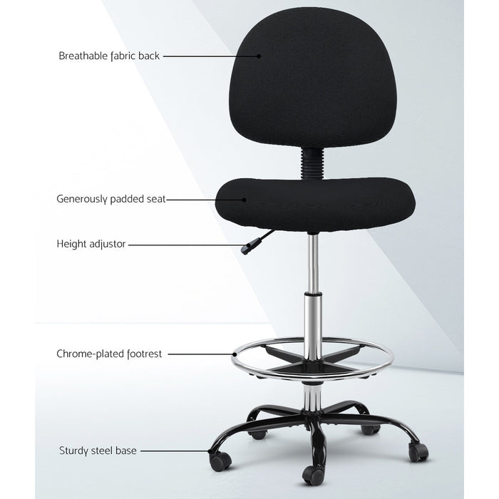 Memphis Office Chair Drafting Stool Fabric Chairs Black