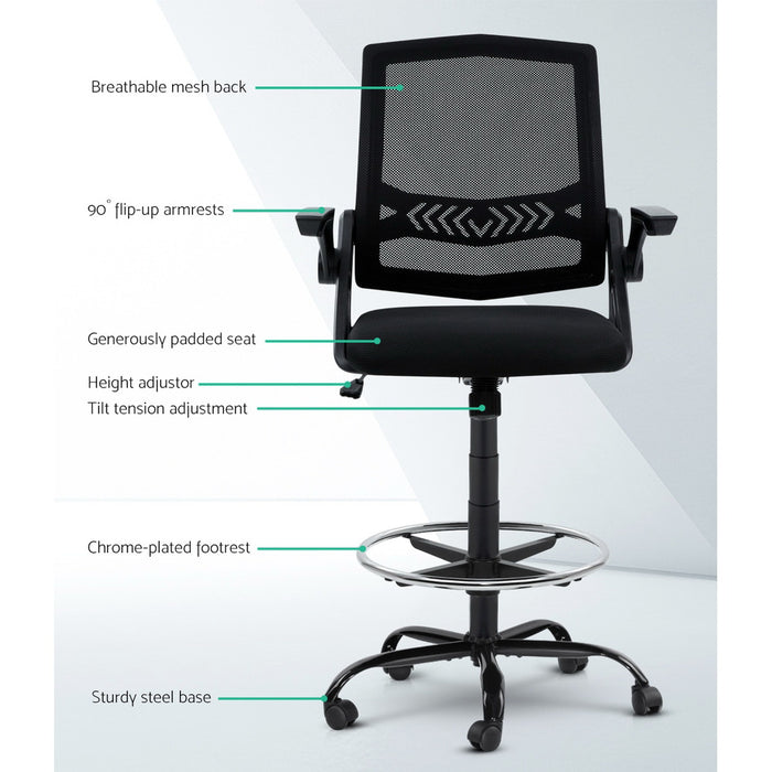 Memphis Office Chair Drafting Stool Mesh Chairs Black