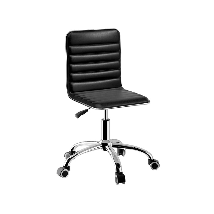 Riveria Office Chair Computer Desk Gaming Chairs PU Leather Low Back Black