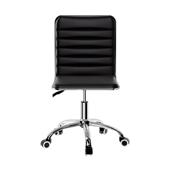 Riveria Office Chair Computer Desk Gaming Chairs PU Leather Low Back Black