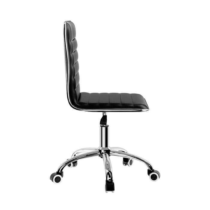 Riveria Office Chair Computer Desk Gaming Chairs PU Leather Low Back Black