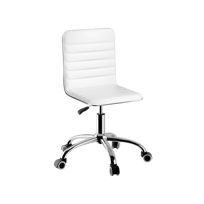 Riveria Office Chair Computer Desk Gaming Chairs PU Leather Low Back White