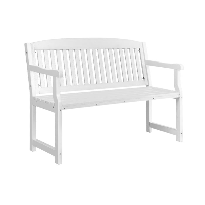 Outdoor Garden Bench Wooden 2 Seater Lounge Chair Patio Furniture White