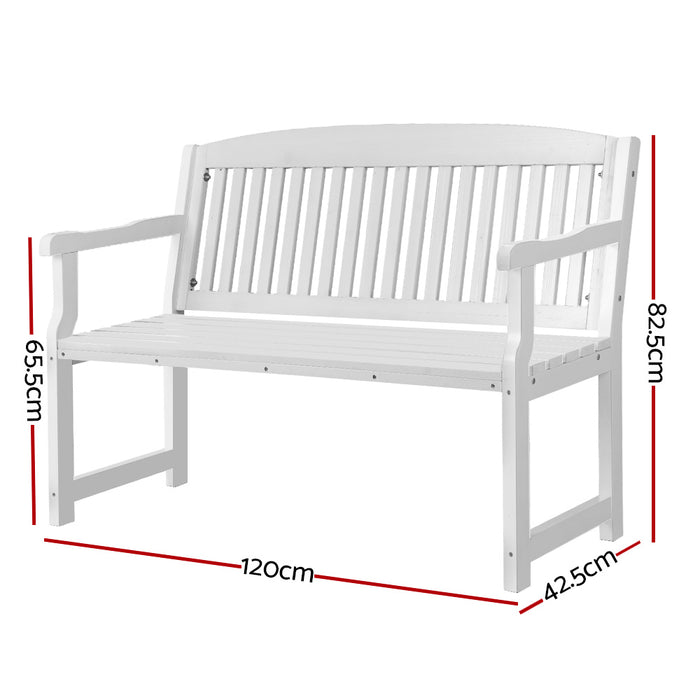 Outdoor Garden Bench Wooden 2 Seater Lounge Chair Patio Furniture White