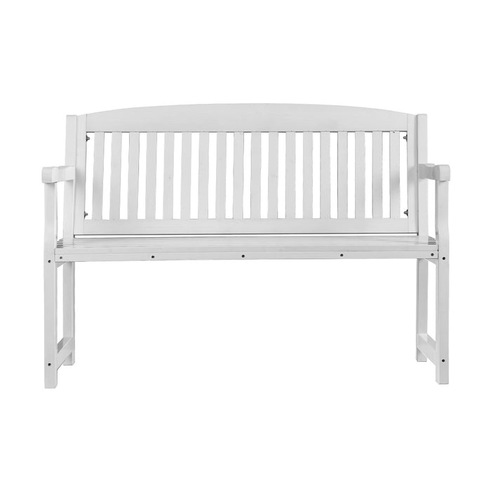 Outdoor Garden Bench Wooden 2 Seater Lounge Chair Patio Furniture White