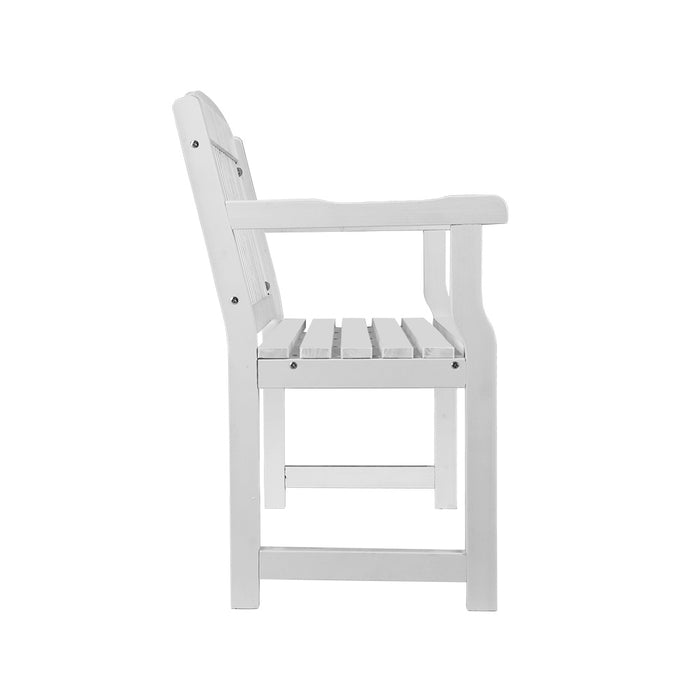 Outdoor Garden Bench Wooden 2 Seater Lounge Chair Patio Furniture White