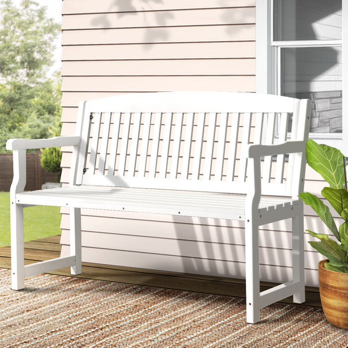 Outdoor Garden Bench Wooden 2 Seater Lounge Chair Patio Furniture White