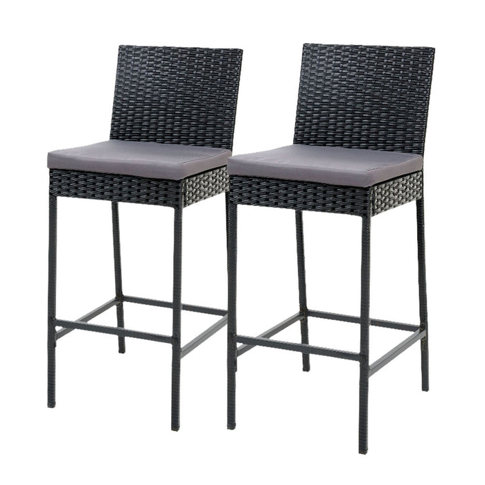 2-Piece Outdoor Bar Stools Dining Chair Bar Stools Rattan Furniture