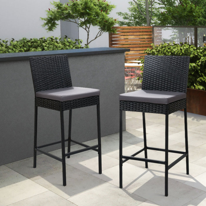 2-Piece Outdoor Bar Stools Dining Chair Bar Stools Rattan Furniture