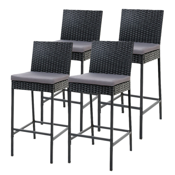 4-Piece Outdoor Bar Stools Dining Chair Bar Stools Rattan Furniture