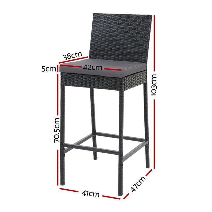 4-Piece Outdoor Bar Stools Dining Chair Bar Stools Rattan Furniture