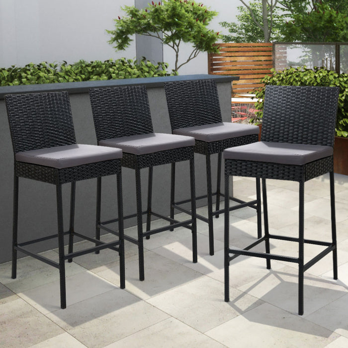 4-Piece Outdoor Bar Stools Dining Chair Bar Stools Rattan Furniture