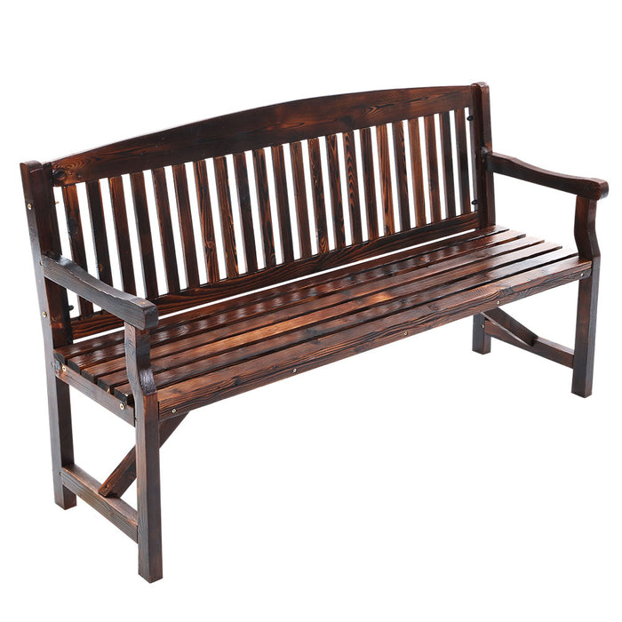 5FT Outdoor Garden Bench Wooden 3 Seat Chair Patio Furniture Charcoal