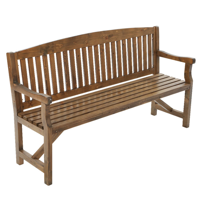 5FT Outdoor Garden Bench Wooden 3 Seat Chair Patio Furniture Natural