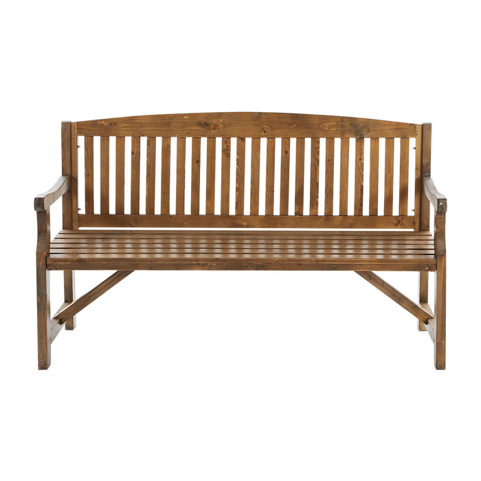 5FT Outdoor Garden Bench Wooden 3 Seat Chair Patio Furniture Natural