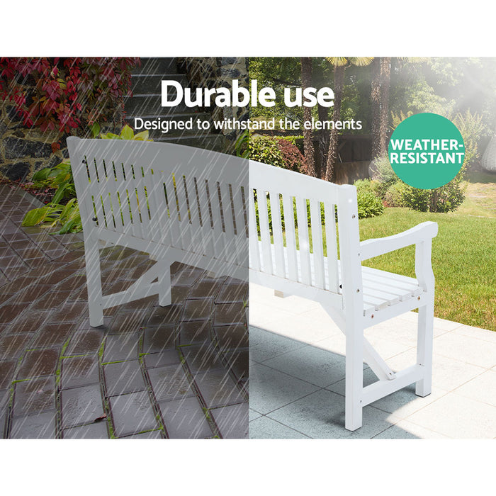 5FT Outdoor Garden Bench Wooden 3 Seat Chair Patio Furniture White