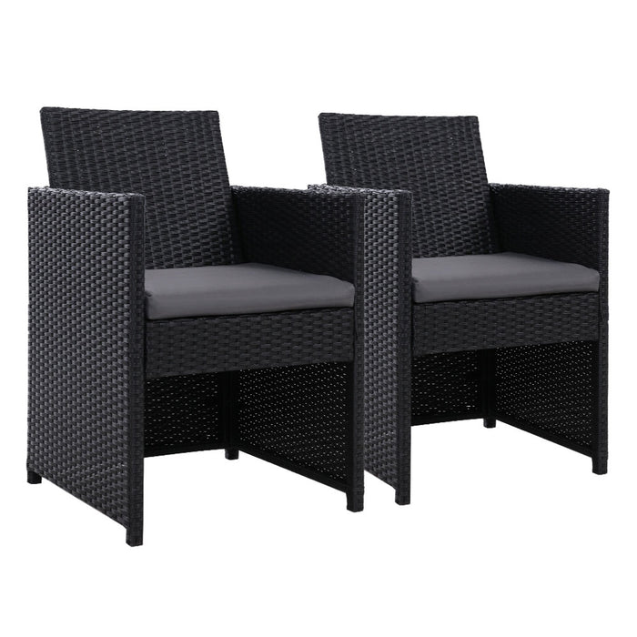 2PC Outdoor Dining Chairs Patio Furniture Wicker Garden Cushion Hugo