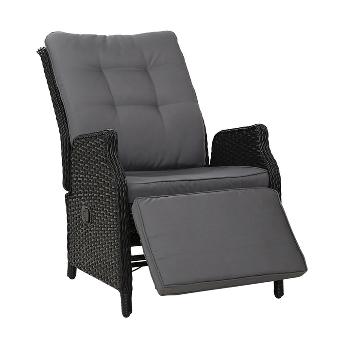 Recliner Chairs Sun lounge Wicker Lounger Outdoor Furniture Patio Adjustable Black