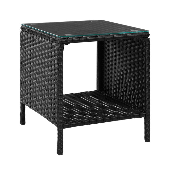 Coffee Side Table Wicker Desk Rattan Outdoor Furniture Garden Black