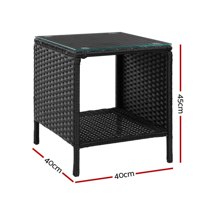 Coffee Side Table Wicker Desk Rattan Outdoor Furniture Garden Black