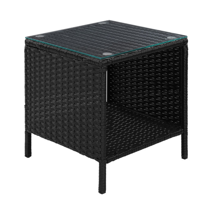 Coffee Side Table Wicker Desk Rattan Outdoor Furniture Garden Black