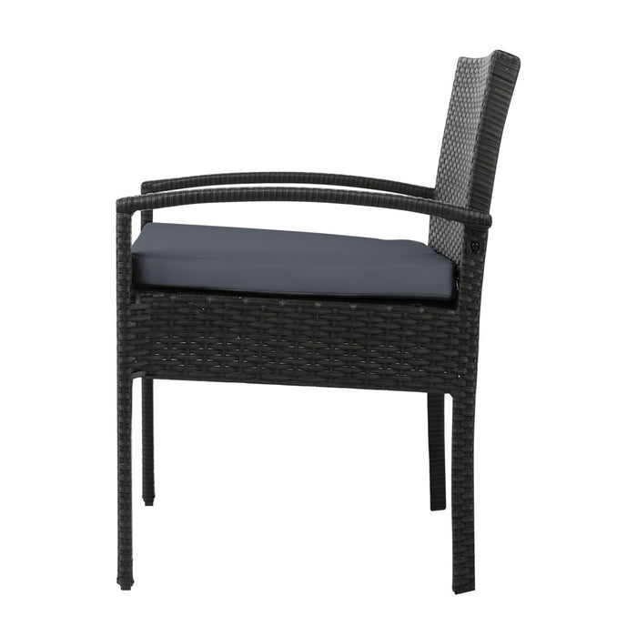 3PC Patio Furniture Bistro Set Wicker Outdoor Lounge Setting Black