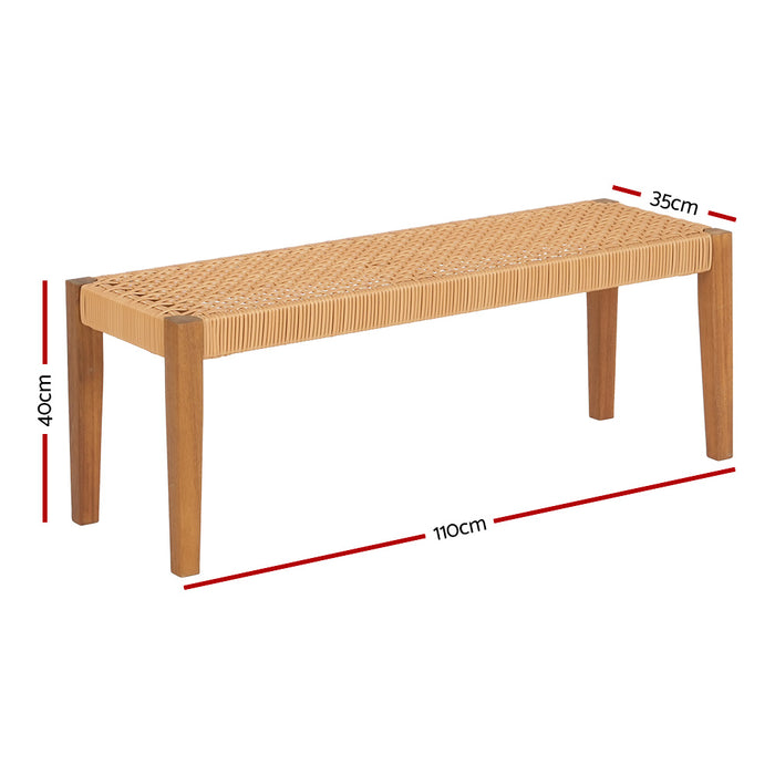 Outdoor Garden Bench Seat Dining Acacia Wood 2-Seater Patio Furniture