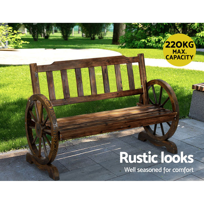 Outdoor Garden Bench Wooden 2 Seater Wagon Chair Patio Furniture Brown