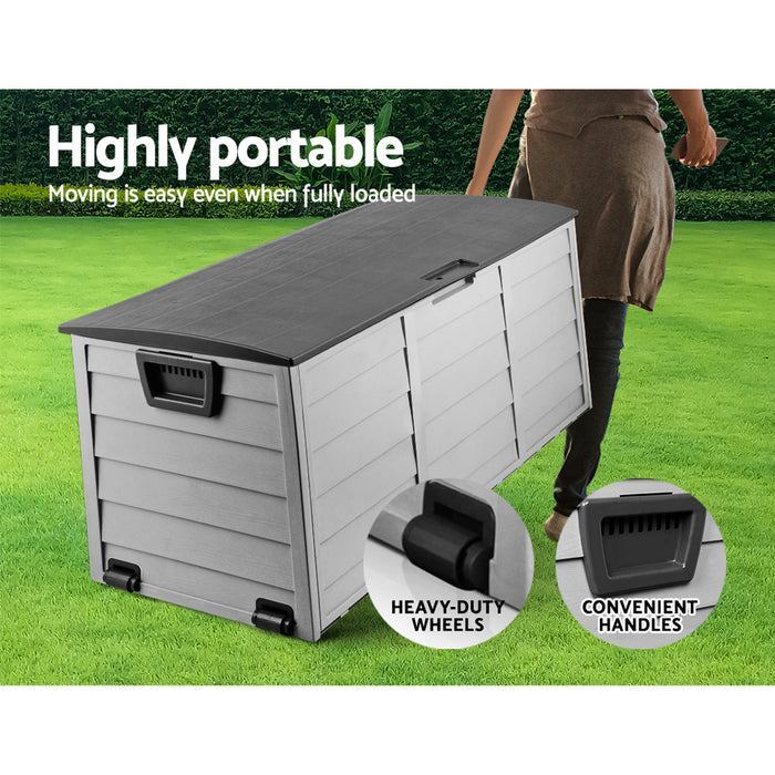 Outdoor Storage Box 290L Lockable Organiser Garden Deck Shed Tool Black