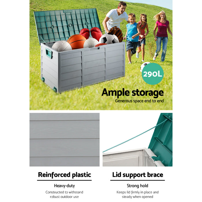 Outdoor Storage Box 290L Lockable Organiser Garden Deck Shed Tool Green