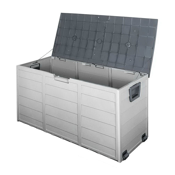 Outdoor Storage Box 290L Lockable Organiser Garden Deck Shed Tool Grey